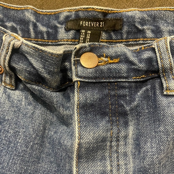 Forever 21 Blue Jean Shorts High-Waisted Frayed - Picture 5 of 5